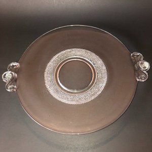 Vtg Duncan & Miller Teardrop Clear Glass Plate Platter 13-3/8" 2-Handled Handles